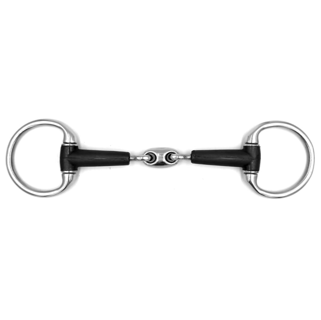 ES0248 - Morsetto a testa d'oliva, doppia rotta con gomma, per cavalli sensibili e giovani cavalli (10,5 cm)
