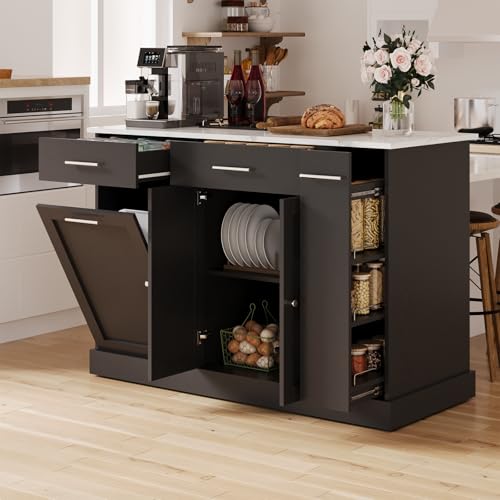4 EVER WINNER Kitchen Island with Storage, Kitchen Island Cart