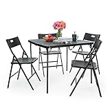 Ni shore 5 Pieces Folding Table and Chair Set 1+4 Tabletop can be Folded in Half Space Saving 1...