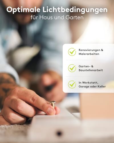 Goobay 2 x 50W Baustrahler LED mit Stativ einstellbar und 2,5m Kabel für Baustelle, Werkstatt oder Keller - IP65 Baulampe LED für Innen- & Außenbereich - Strahler 2x8500 Lumen kaltweißes Licht 6500K