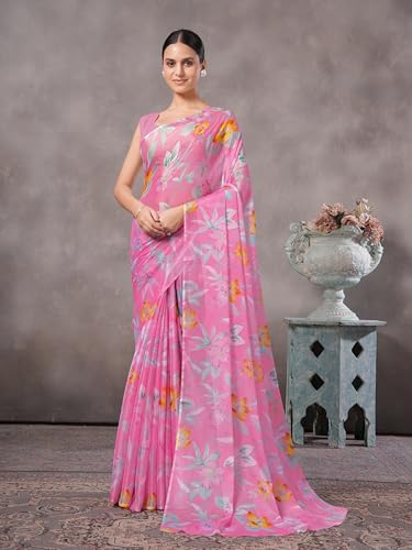 Image of Garden Vareli Floral Print Nara Chiffon Saree