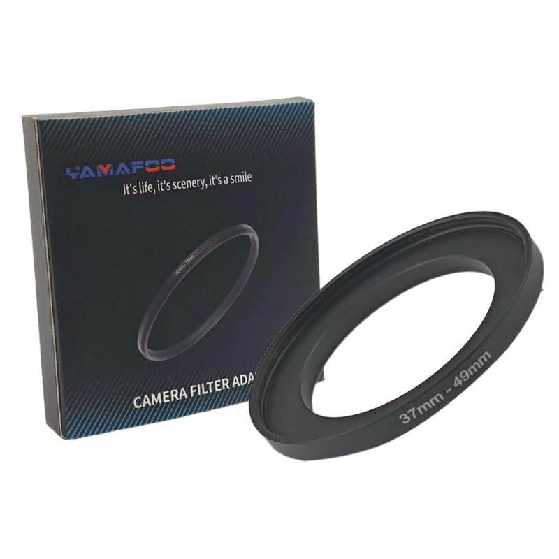 YAMAFOO 37mm to 49mm Step-Up Ring/Step Down Rings Filter Adapter for All Brands UV ND CPL Metal Ring Step-Up Rings Adapter Filter,Black (37-49)