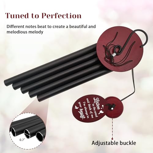 Howarmer Sympathy Wind Chimes for Outside, 33.5" Large Memorial Wind Chime with Bird & Heart Sail, Remembrance Gift for Loss of Mother Father, Listen to the Wind Bereavement Gift, Black — view 5