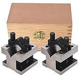 findmall V Block with Clamp Set Hardened Steel 90 Degree Angle Precision V Block Set 2-3/8 x 2-3/8 x 2 Multi-use Gauge Gage Machinist Tool with Wooden Case
