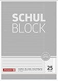  Brunnen Schulblock Premium 90g 50 Blatt gelocht liniert mit Rand Lineatur 25