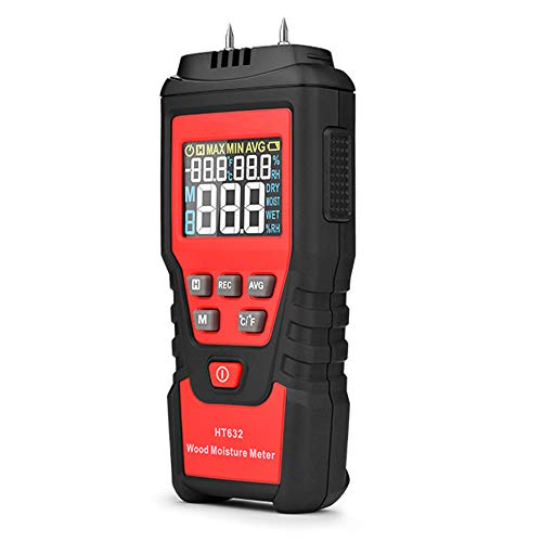 AUTENS Wood Moisture Meter Digital Wood Humidity Tester Hygrometer Timber Damp Detector with Pin-Type, Backlit LCD Display, Portable Bag for Detecting Water Leaks and Moisture in Wood Ceilings Walls