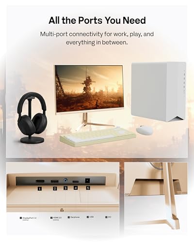 Image of Pixio PX249 Wave Beige 24 inch 240Hz Refresh Rate FHD 1080p Resolution Fast IPS Panel 1ms GTG Response Time Built-in Speakers Gaming Monitor with Adaptive Sync