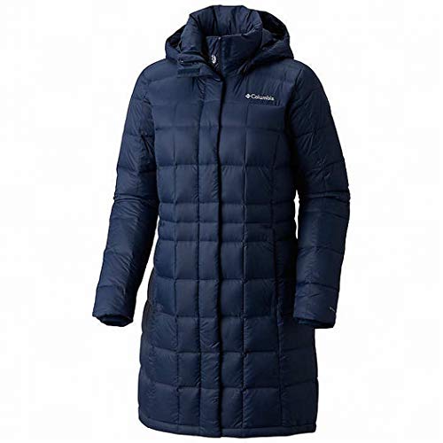 Columbia Women's Cedar Pass Hooded Long Down Jacket Omni Heat Puffer (Navy, S)