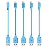 Short iPhone Cable, Spater 8-Inch USB Charging/Sync Mini Data Cable for iPhone x 8 7 7S 6 6S 5 5S 5C, iPad Mini, iPad Air, iPod touch 5, iPod Nano (5 PACKS) (Blue)