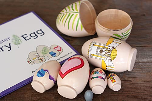The Easter Story Egg - With Storybook About Resurrection - Colorful Hand Painted Nesting Dolls Toys - 7 Decorative Nesting Eggs - Great Christian Or Catholic Gift - Fun Way To Teach Kids About Easter! #TOP4