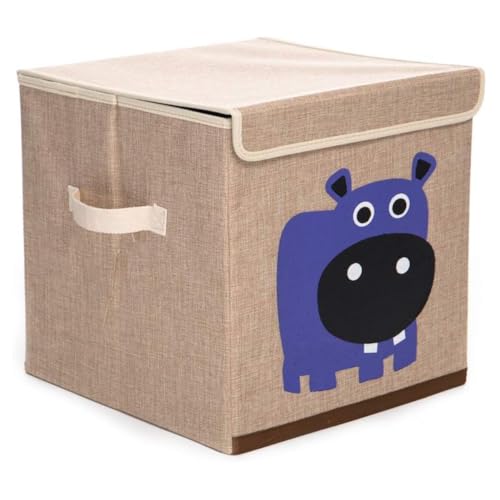 Caixa Organizadora De Brinquedos Infantil Com Tampa (Hipopotámo)