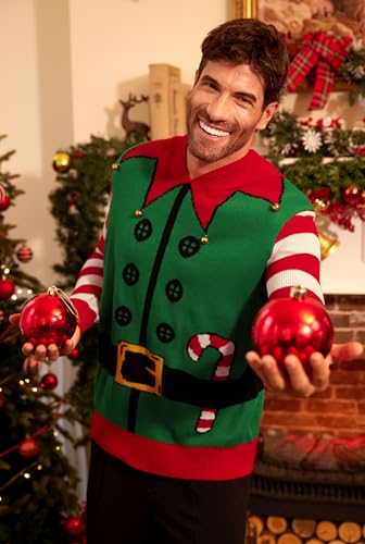 Arvilhill Mens Christmas Hooded Sweater Santa Elf Holiday Funny Knit Xmas Hoodie (S-XXL) - Image 4
