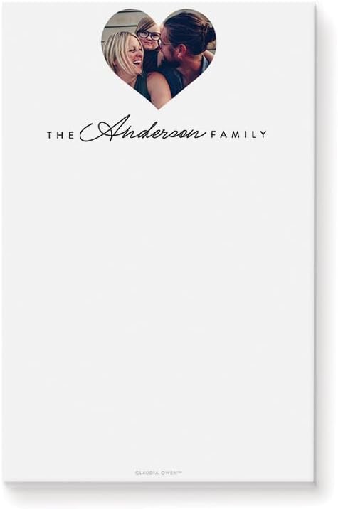 Family Notepad Personalized with Photo, Custom Family Picture Desk Notepad, Cute Stationery Paper, Love Heart Office Memo Pad, Gifts for Mom Dad