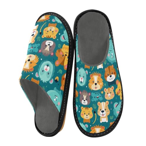 Cartoon Lions Fuzzy Slippers Soft Home Bedroom Slippers for Women Men House Shoes2