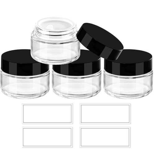 1 oz Glass Jars with Lids & Inner Liners 4 Pack Small Glass Jars Thick Round Airtight Travel Containers for Cosmetics Cream Lotions Powders | Candle Making Jar