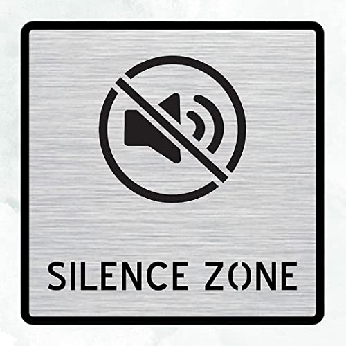 Image of CVANU Silver Acrylic SILENCE ZONE Self-Adhesive Sign Board for Office /Hospital /Cafe Sign Board (set of 2) c86