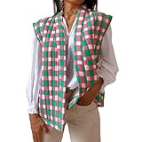 HzDazrl Chaleco vintage con estampado floral para mujer, estilo Y2K, sin mangas, con frente abierto, informal, bohemio, retro, para otoño, Chaleco acolchado verde, S