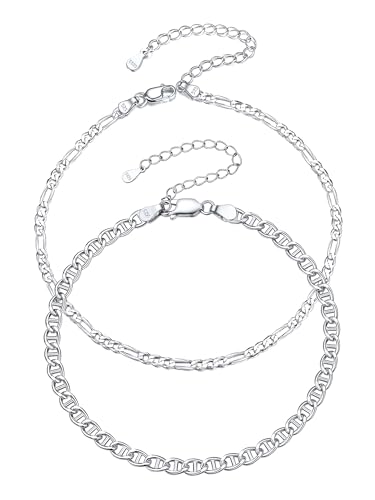 ChicSilver ChicSilver 925 Sterling Silver Anklet Jewelry Set for Women, Simple Dainty Ankle Bracelet for Beach Party(with Gift Box)
