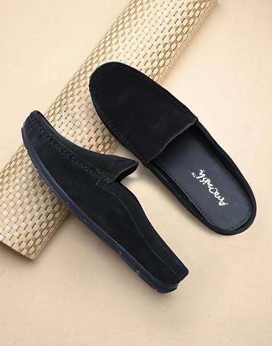Image of ARAMISH Suede Half Loafers for Men | Men's Open Loafer Shoes