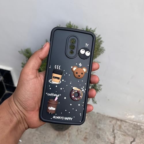 Image of Outlouders Back Cover for OnePlus 6T / Oneplus 7 | 3D Cartoon Cute Fun Bear | Silicone Full Body Protection Bumper Case (Black)