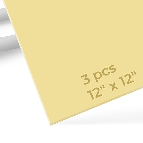 xTool Hojas acrílicas, hojas de plexiglás amarillo pastel de 18 pulgadas de grosor, 3 paquetes de 12 x 12 pulgadas, paneles de plástico opacos y