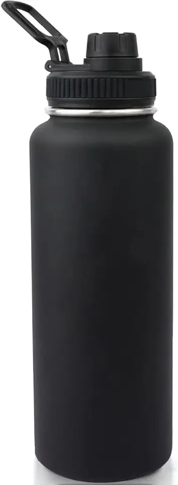 Garrafa Térmica Duplamente Isolada a Vácuo, 1200ml, Mantém Bebidas Quentes por 8 Horas e Geladas por 12 Horas (preto)