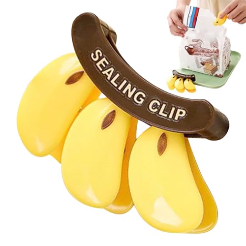 Dewireaey Pinzas Magnéticas De Bolsas, Pinza Magnética en Forma de Plátano, Pinzas Herméticas Para Almacenamiento De Alimentos, Para Galletas, Paquetes, Snacks, Pan, Cereal, Fruta, Hogar, Congelador,