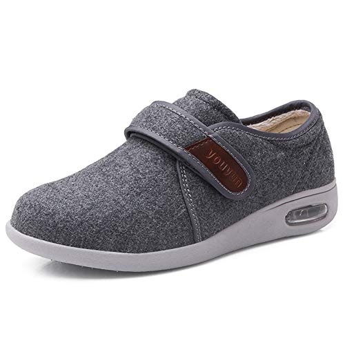 DONGBALA Mme diabétique Chaussures, Chaussures orthopédiques Unisexe Respirabilité tactiles, pour Fixation Chaussons dème Gonflement diabétique Chaussures (35-51),Gris,50