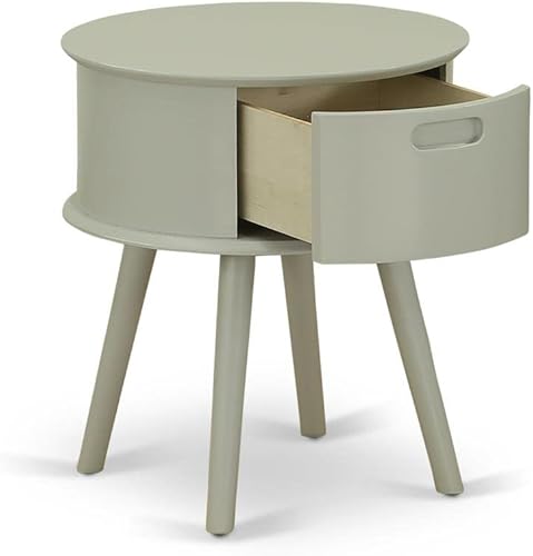 Miniatura 19 de East West Furniture Magnífico Gordon - Mesita de noche redonda con cajón, 19 x 19 pulgadas, color negro Negro -,Borgoña,Azul marino,gris (Urban