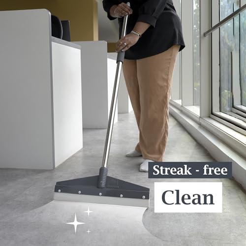 Image of Nayasa Blade Wiper Length 41cm | Heavy Duty Bathroom & Floor Cleaning Wiper with Long Handle Plastic & Rubber Blade | Suitable for Home, Office, Kitchen, Tiles & Wet Floors | Grey