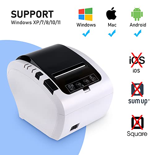 Image of MUNBYN POS Printer, 80mm Thermal Receipt Printer, Kitchen Printer with Auto Cutter Wall Mount, ESC /POS Works with Windows Mac Chromebook Linux Cash Drawer, USB /Ethernet (ITPP047 Upgrade Version)