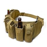ESUOHYM Belt Holder 6 Pack Waist Beer Holster Adjustable Fanny Pack Bottle Bandolier Can Portable With Zipper Pocket, Pen Slot
