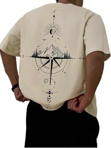 GORGLITTER Men's Drop Shoulder T-Shirts Graphic Printed Tees Streetwear Top