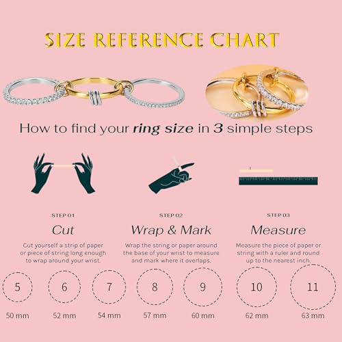 Gold Stackable Rings for Women Non Tarnish, 18k Gold Plated Cubic Zirconia Rings, Silver Gold Multi-link Ring Mixed Metals Stack Rings Set2