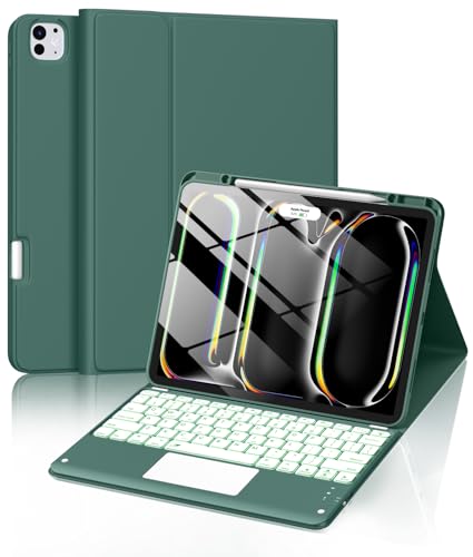Harvopu iPad Pro 13�C���`�p�P�[�X �L�[�{�[�h�t�� (M5/M4) 2025/2024�p ���C���C�����X���O���\�L�[�{�[�h �}���`�^�b�`�g���b�N�p�b�h�t�� 7�F �o�b�N���C�g�t�� �t�H���I�J�o�[ iPad Pro 13�C���`�p �p�C��