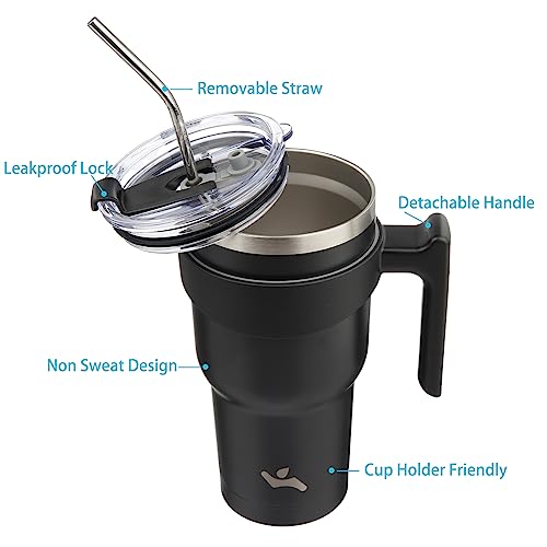 Image of Konokyo 30 oz Tumbler with Handle and Straw, Insulated Travel Mug