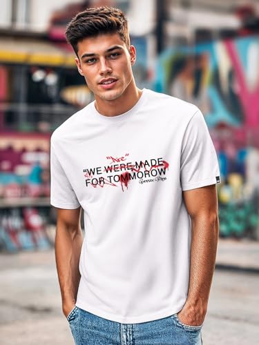 Image of Bewakoof Men Graphic Print Regular Fit Half Sleeve Round Neck Pure Cotton T-Shirt