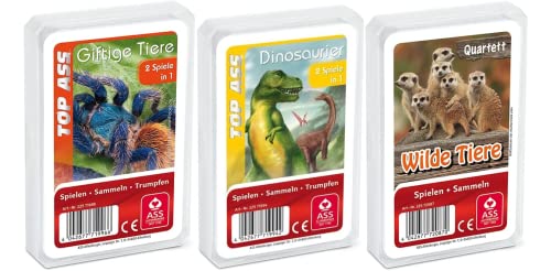 AssAltenburger 3-er Set Quartettspiele/Quartett Wildnis bestehend aus 1. Dinosaurier - 2. Wilde Tiere - 3. Giftige Tiere
