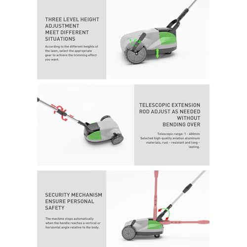 FTVOGUE Cortacésped Inalámbrico, Cortacésped Eléctrico de Empuje, Motor sin Escobillas de 6500RPM, 3 Alturas de Corte, Desmontable Ajustable para Patio (Enchufe de la UE) - imagen 8