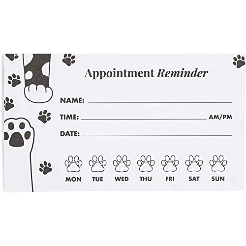Paw Print Appointment Reminder Cards, Vet Office Supplies (3.5 X 2 In, 200 Pack) #TOP2