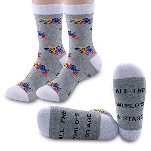JXGZSO Theater Socks Drama Mask Gift All The World's a Stage Socks Gift for Actor Actress (Drama Mask)