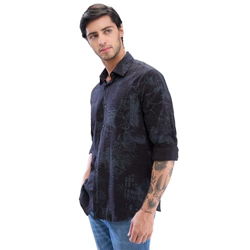 Image of Spykar Men's Slim Fit N /A Full Sleeve Printed Casual Shirts