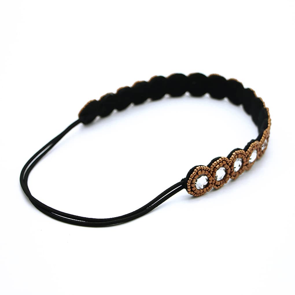 vreplrse Headband Flexible Beaded Exotic Style with Rhinestones Trendy Jewelry Hairbands Party Supplies for Beach Women Girls