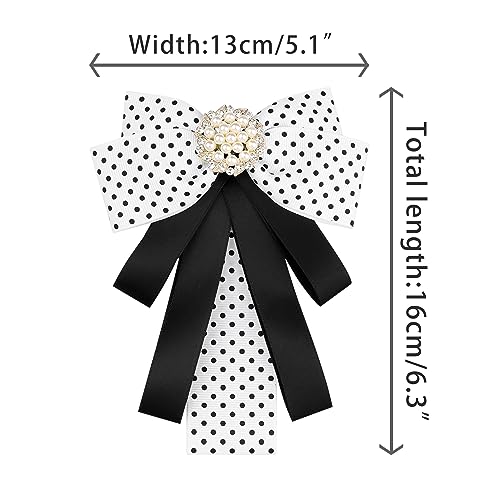 Image of Ribbon Polka Dots Bow Ties Cute Bowties for Women, Clip Fashion Collar Decoration