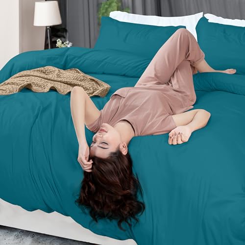 Image of Utopia Bedding Duvet Cover Queen Size - 3 Piece with Zipper Closure - 1 Comforter Cover 90X90 Inches & 2 Pillow Shams 20X26 Inches (Denim Blue) Comforter Not Included