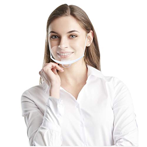 Preisvergleich Produktbild 5 Stück Mund Gesichtsschutz aus Kunststoff Schutzvisier Visier Gesichtsschild Transparent Schutzschild Anti-Saliva Anti-Fog Splash
