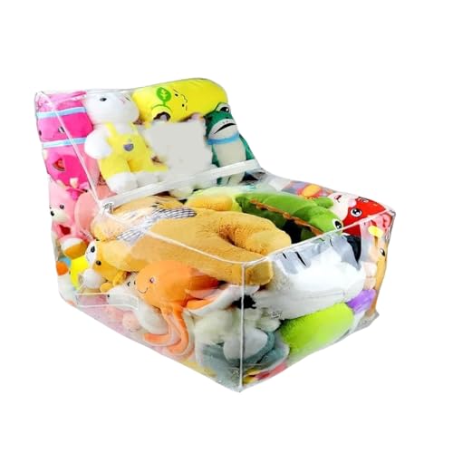 Puff para Peluche de diseño Transparente, Extra Grande, Impermeable, rellenable con Cremalleras, Organizador para Juguetes con Cremalleras para habitación de los niños, guardería, Sala de Juegos