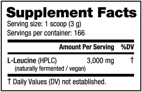 NutraBio 100% Pure L-Leucine - Muscle Recovery and Support - Naturally Fermented Free Form Amino Acid - Vegan, Non-GMO, Gluten Free - (500 Grams) - Image 8