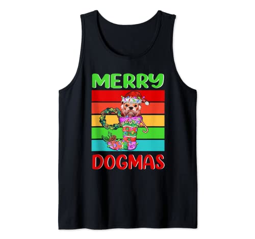Merry Dogmas Bulldog Christmas Dog Puppy Funny Xmas Camiseta sin Mangas