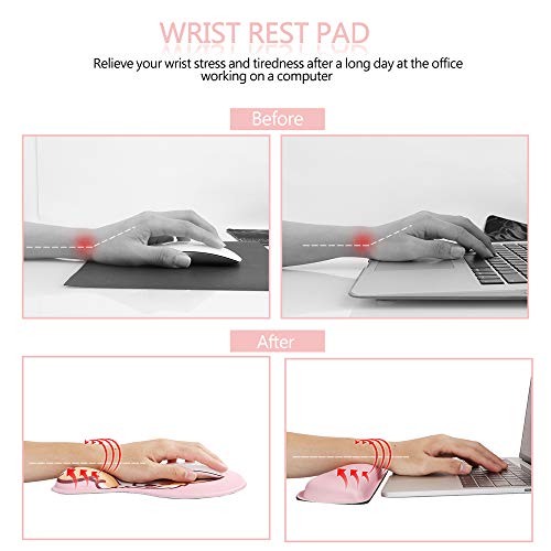 Haocoo Keyboard Pad Wrist Rest And Gel Mouse Pad With Wrist Support,Ergonomic Corgi Mouse Pads With Non-Slip Backing Memory Foam Filled, Easy Typing &Pain Relief For Home Office Computer Laptop(Pink) #TOP1